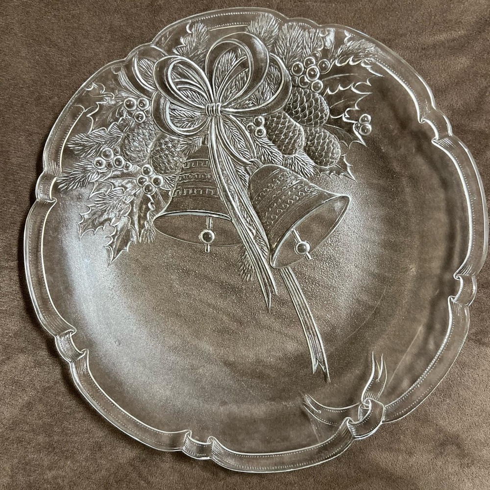 Vintage Glass Christmas Platter